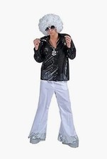 White Disco Pants - Sequin Bottoms - 1970's - Costume - Large 38-42