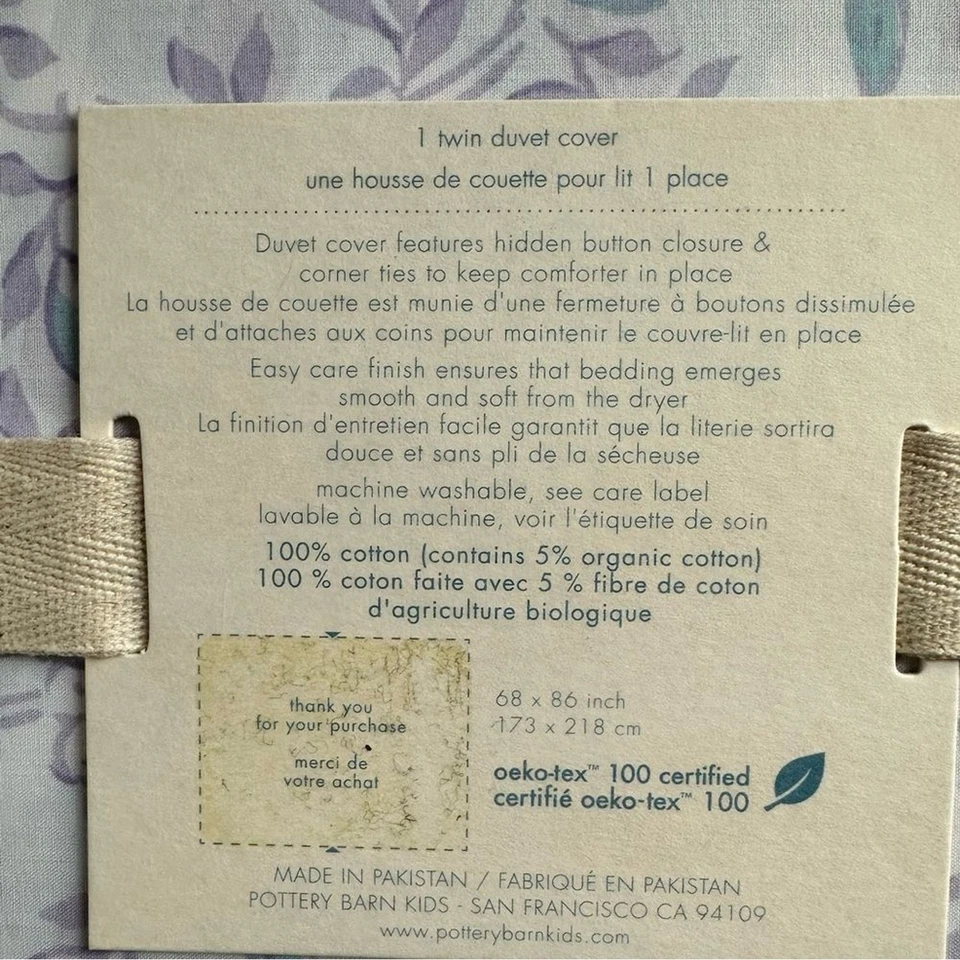 NWT Pottery Barn Kids LARA  Paisley Duvet Cover Twin Foto 3 de 4