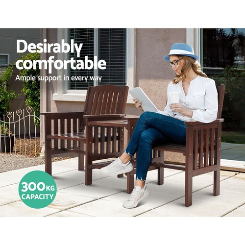 Gardeon Wooden Garden Bench Seat Table Loveseat Outdoor Patio Furniture Park - Picture 8 of 8