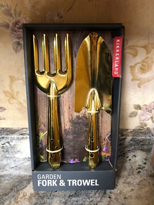 Kikkerland Gold Garden Fork & Trowel