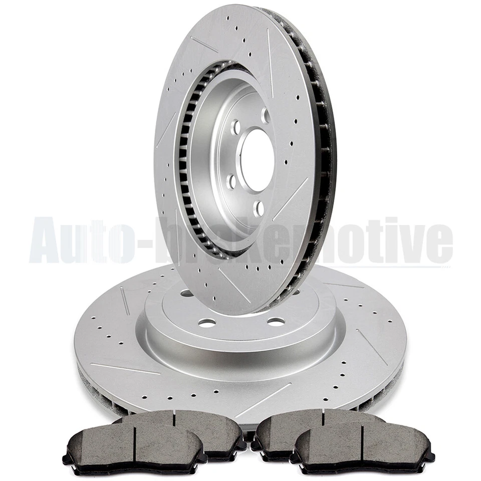 Se adapta a 12 13 14 15 Chrysler 300 rotores de freno delanteros ranurados perforados pastillas de cerámica Foto 2 de 4