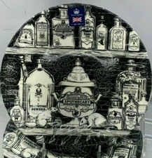 4 Pc Halloween Dinner Plates Apothecary Black Rats 10” New England ROYAL WESSEX 