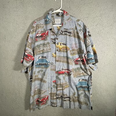 David Carey Originals XL Men's Shirt Button Up Cars Mustang Short Sleeve Shirt