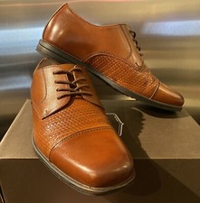 NEW FLORSHEIM BOYS DRESS SHOES 3 M EU 35 KIDS CAP TOE LEATHER COGNAC