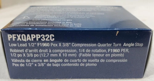 PROFLO PFXQAPP32C 1/2" PEX x 3/8" OD Angle Stop Quarter 1/4" Turn QT - LOT OF 4 - Picture 3 of 4