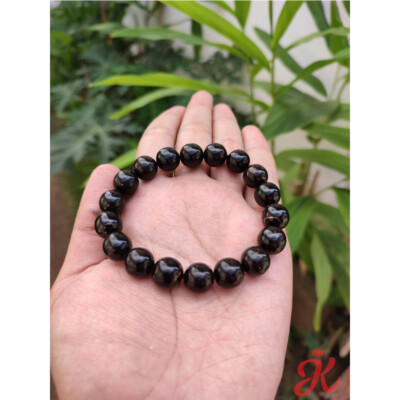 Genuine Black Sea Rattan 12mm Beads Bracelet Handmade Indonesia Tali Arus