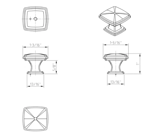 Jeffrey Alexander 1-3/16 in. 1091SN Milan Plain Square Cabinet Knob Satin Nickel - Picture 2 of 7