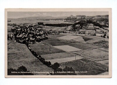 Postcard Schöna with imperial crown and scrap stones view from the Zirkelstein