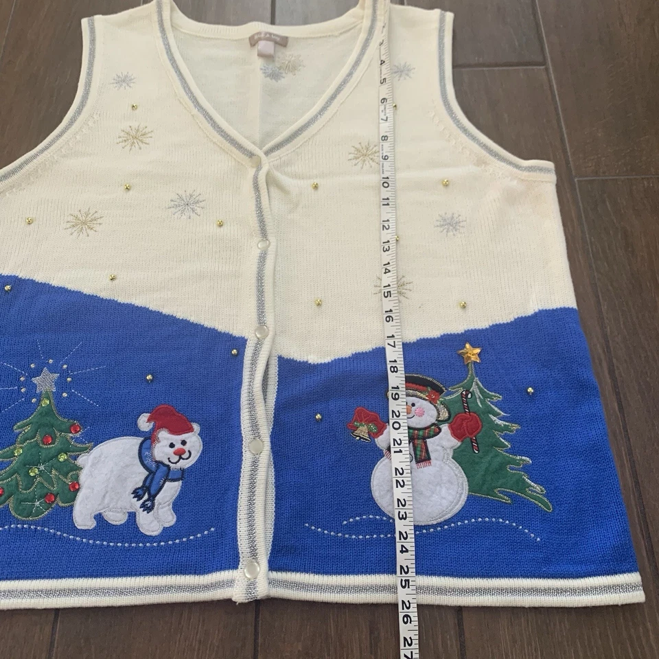 Suéter Chaleco Muñeco de Nieve Oso Polar Vintage Ciervo Blanco Feo Navidad Talla XXL Foto 4 de 4