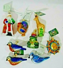 Lot of 8 Old World Christmas Blown Glass Ornaments 2012 Animals / Santa / Sun