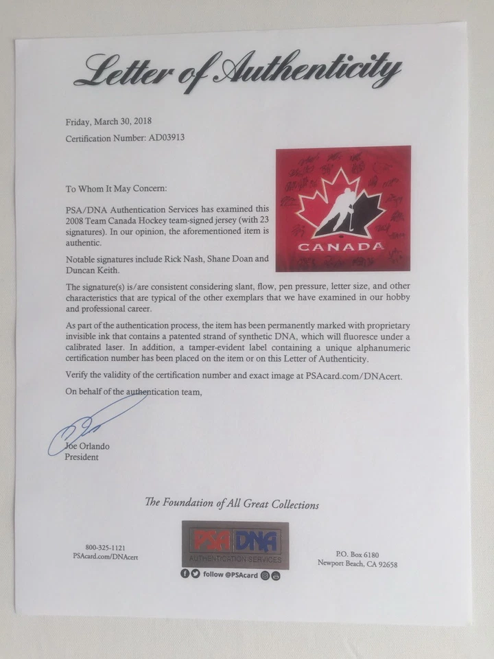 Canada Eishockey Team Signed Nike Jersey Rick Nash Shane Doan PSA COA signiert - Bild 3 von 4