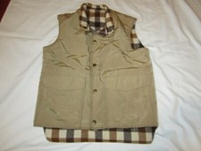 Preowned Men's Size Medium Vintage L.L. Bean Tan Vest with Brown Plaid Lining
