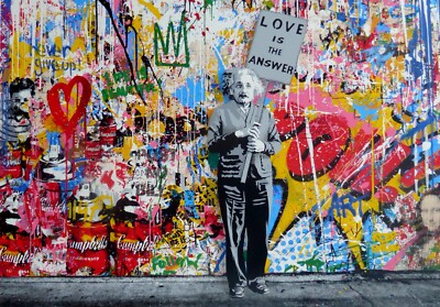 Mr. Brainwash M=bw2 Collage 2024 HAND Signed Einstein Love is the