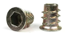EZ-LOK Die Cast Zinc Flange Hex-Drive Threaded Inserts for Wood - #10-24