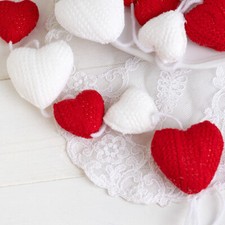 6 Foot Long Valentine's Day Puffy Knit Heart Garland
