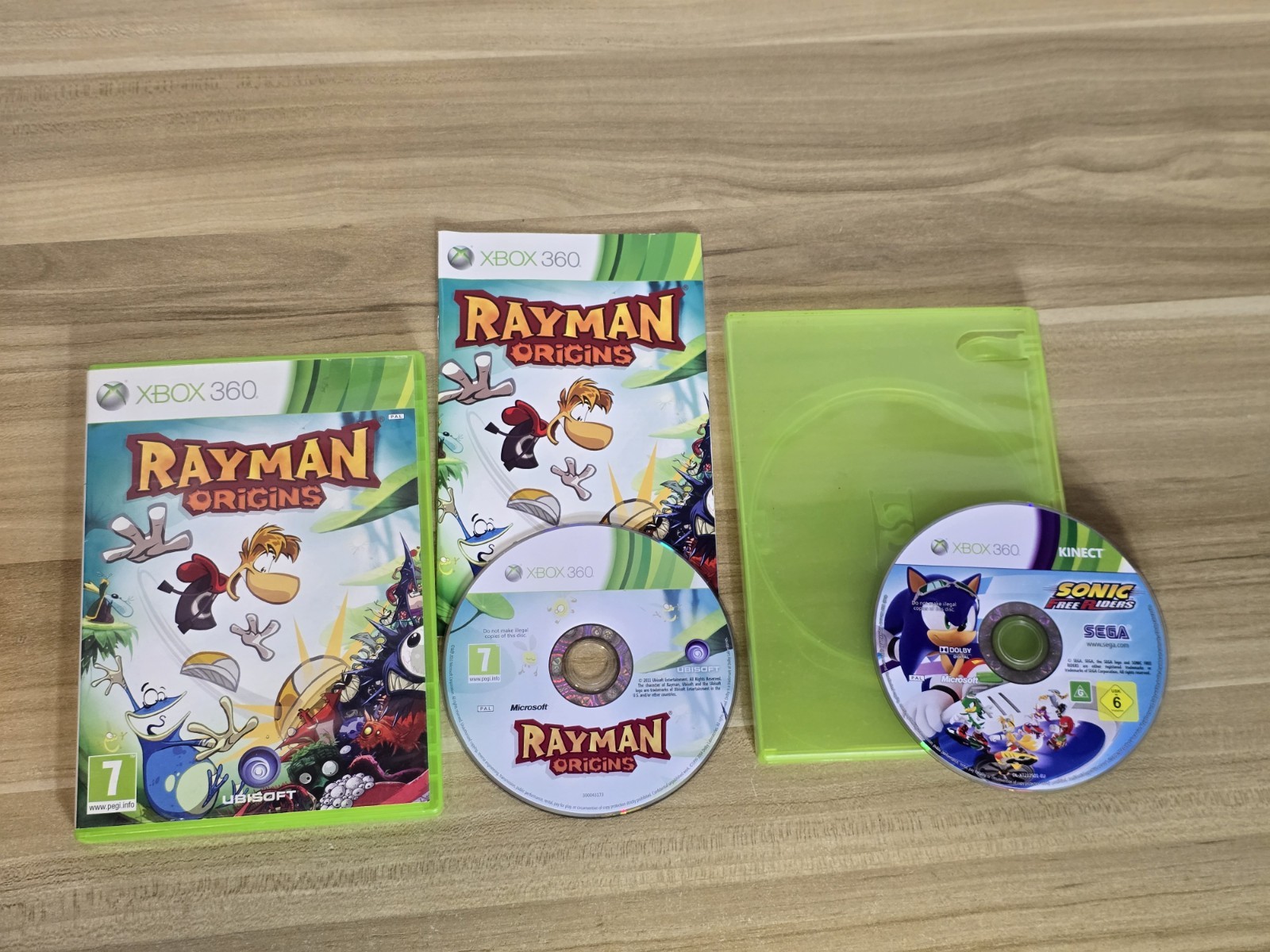 Rayman Origins + Sonic Free Riders Microsoft Xbox 360 Game Bundle X2