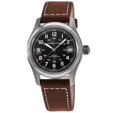 New Hamilton Khaki Field Auto 38MM Black Dial Leather Men's Watch H70455533