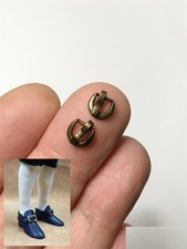 Morezmore M01414-Bronze-2 2pc Miniature Doll Belt Shoe Buckles 1:6 Scale 4mm