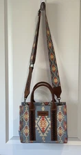 Wrangler Tote Crossbody Southwestern Guitar Strap Purse Blue Handbag New