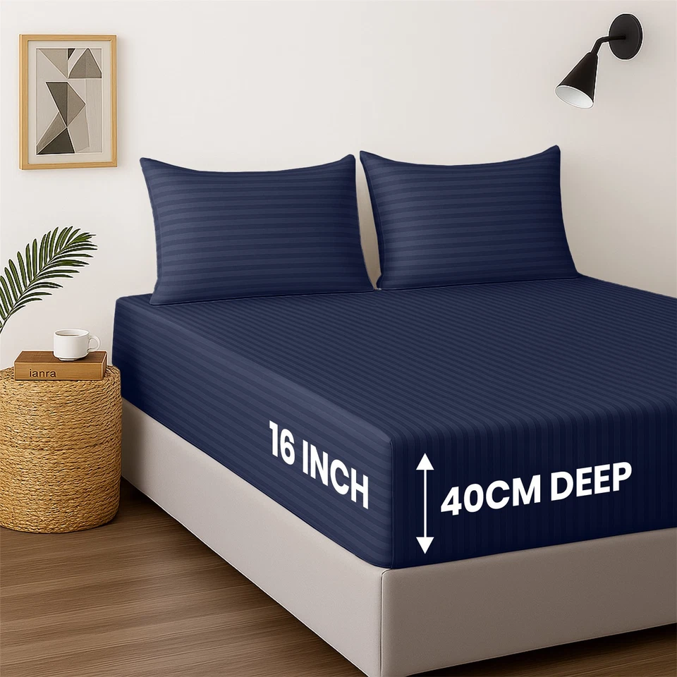 Hotel Quality 40 CM Deep Fitted Bottom Bed Sheet Double King Size Mattress Cover - Image 2 of 4