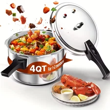 WantJoin 4QT Stainless Steel Pressure Cooker & Canner with Locking Lid for Gas