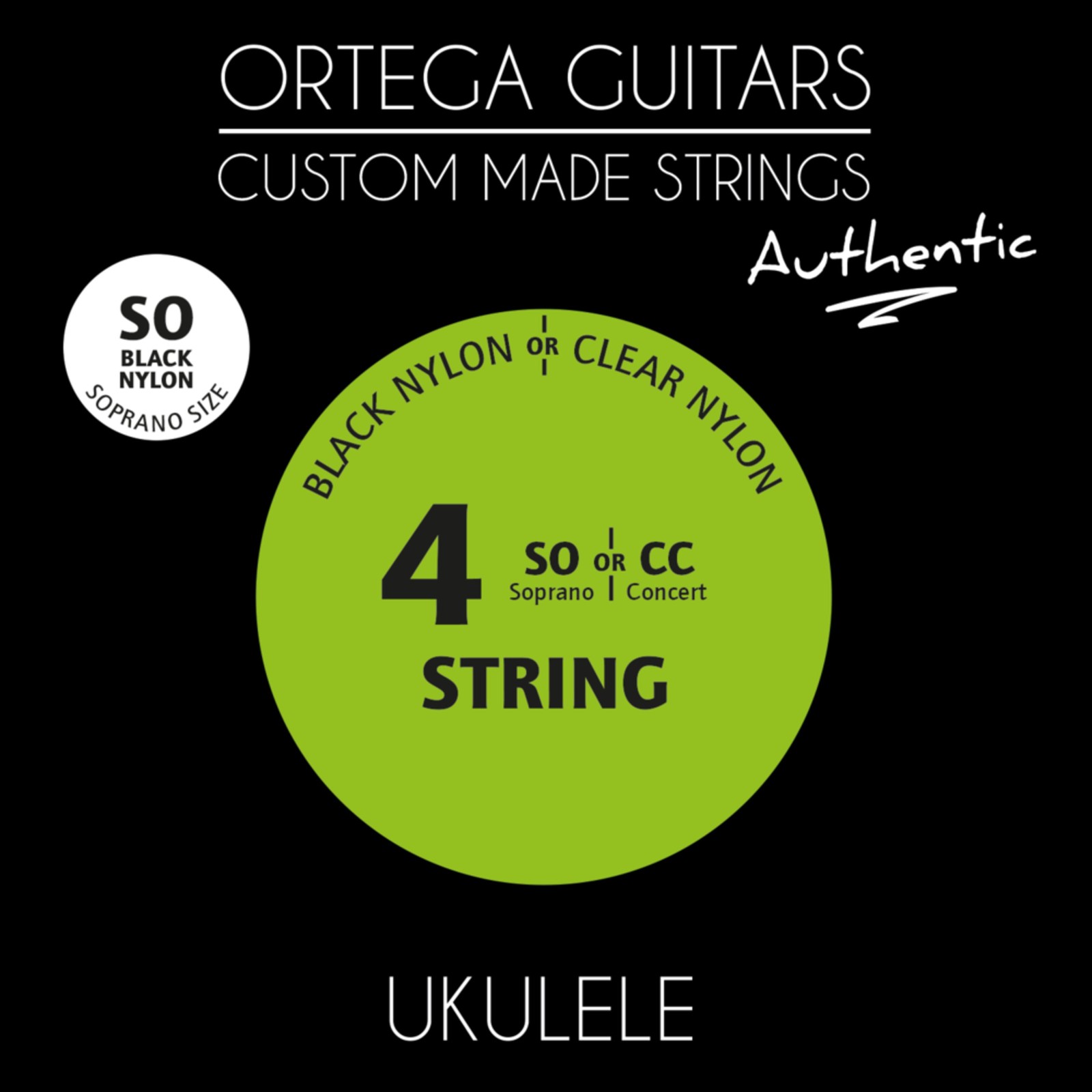 Ortega UKABK-SO Ukulele Sopran Black Nylon - Saiten 1890₽