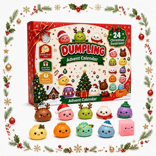 Calendrier de l'Avent Mystery Christmas Squishies 2026, calendrier compte à rebours Dumplings - Photo 1/9
