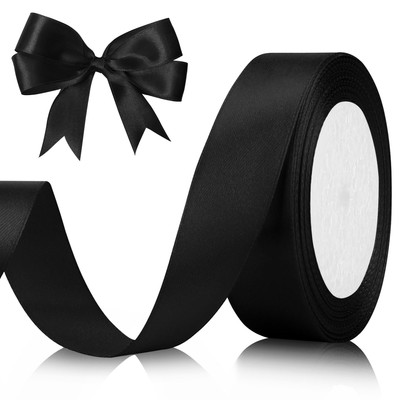 Black Ribbons for Gift Wrapping Black Satin Ribbon 1 Inch 25 Yards