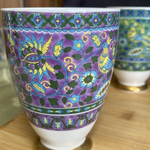 4er Set Marco Road handbemalte Thai Porzellan Teetassen mit Goldrand - Bild 6 von 12