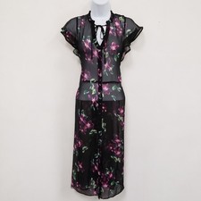 Express Womens Button Up Midi Dress Size S Flutter Sleeve Dark Fairy Whimsigoth