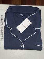 Cozy Earth Women's Bamboo Stretch Knit Long Sleeve Pajama Top Navy XL