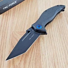 Tac Force Assisted Folding Knife 3.5" 3Cr13 Steel Tanto Blade Black Nylon Handle