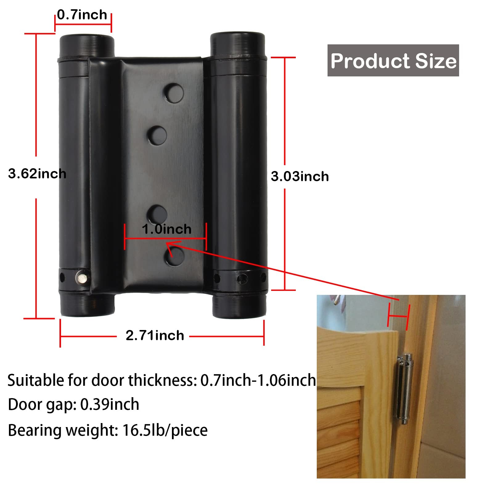 4 Pack Double Action Spring Hinges Self Closing Door Hinges for Saloon Cafe Pub