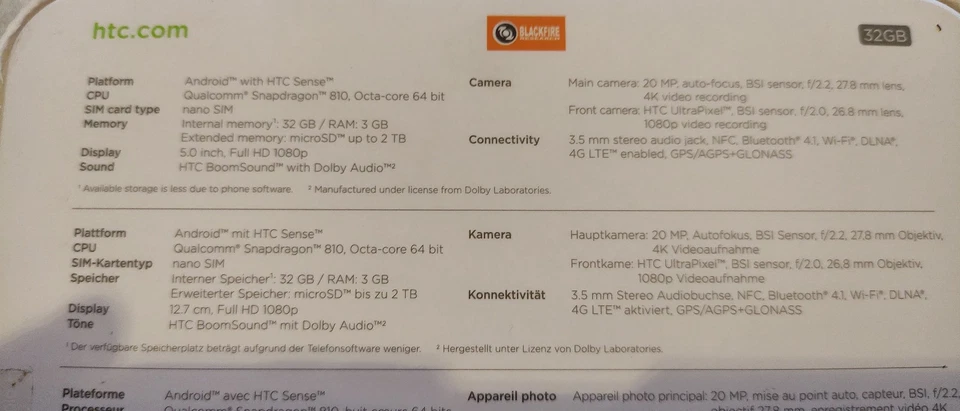 Smartphone HTC One M9 Silber/Gold 32 GB - Bild 2 von 4