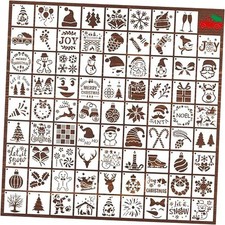 80 Pcs 3 x 3 Inch Stencils for Painting on Wood, Reusable Merry Christmas