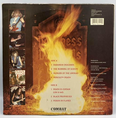 Dark Angel Darkness Descends OG 1986 1st Press Combat Thrash Metal LP EX - Bild 6 von 13