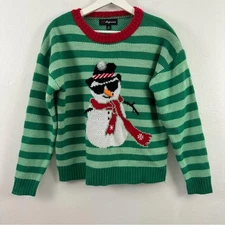 33 Degrees Women’s Christmas Snowman Striped Sweater Size L