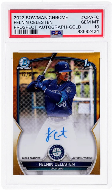 2023 Bowman Felnin Celesten Chrome Prospect Auto Gold Refractor /50 PSA 10