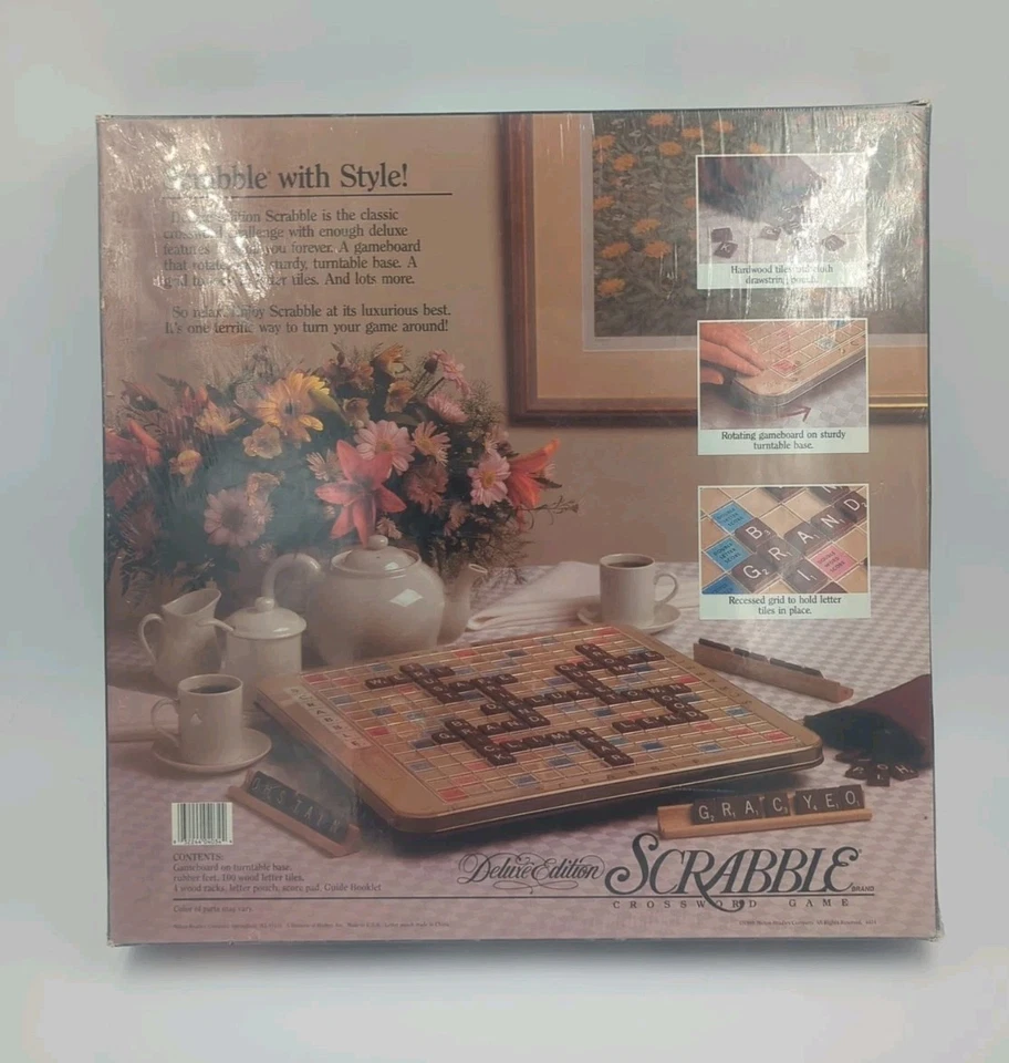 Scrabble Crossword Game Deluxe Edition Turntable 4034 1989 Milton Bradley Sealed - Image 2 of 4