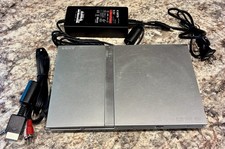 Sony PlayStation 2 PS2 Slim Console Silver Model SCPH-77001 With Cords Works