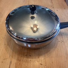 NOS Regal Ware Stainless Steel Fry Pan 10.5" Handel Vintage USA Made -lid Look