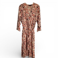 Lane Bryant Pink White Floral Jersey Knit A Line Wrap Midi Dress Long Sleeve