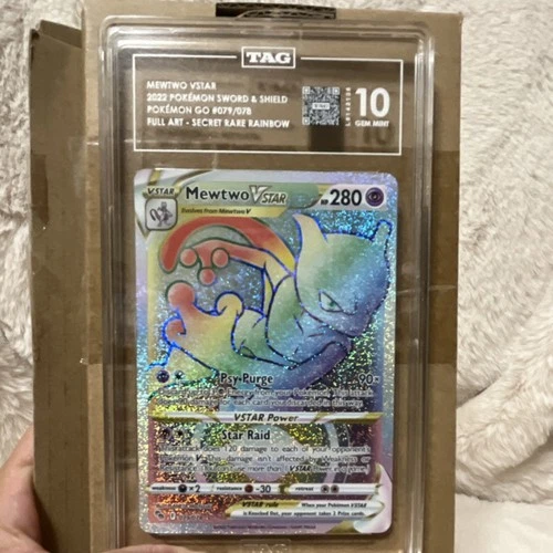 Mewtwo VSTAR Pokémon GO 2022 Secret Rare Rainbow Full Art Holo #079/078 TAG 10