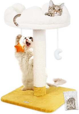 28'' Tall Cat Scratching Post with Bed, Small Cat Tree for Indoor Cats, Thick Cat