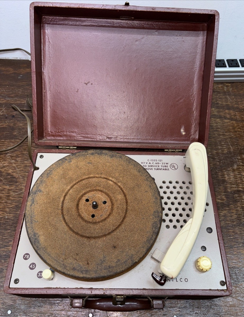 Philco C-1332-121 Portable Suitcase 3 Speed Tube Phonograph Record