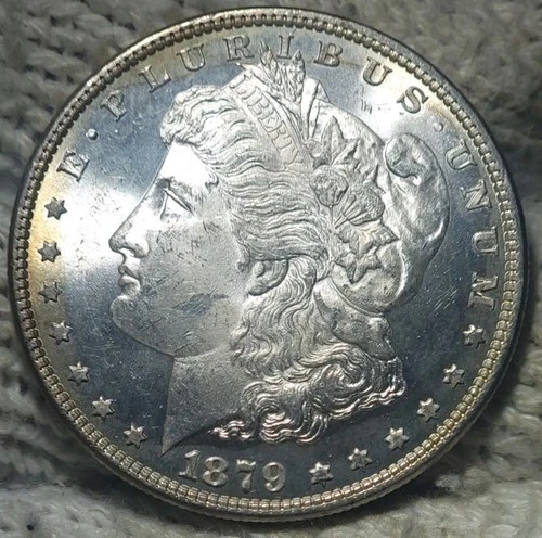 1879 Morgan Silver Dollar Brilliant Uncirculated  Cameo & Slight Mirrors