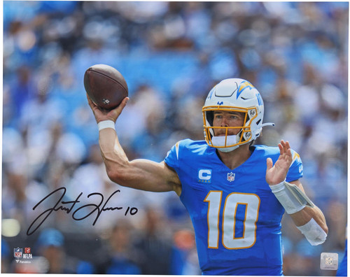 Justin Herbert Los Angeles Chargers Autographed 16" x 20" Throwing Photograph