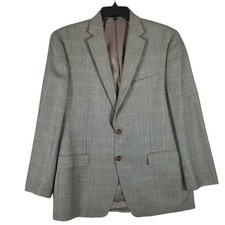 Lauren Ralph Lauren Mens 42R Silk Wool Glen Plaid Blazer Sport Coat Gray Brown