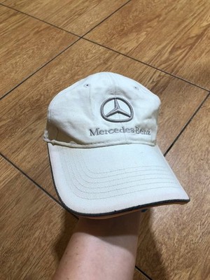Vintage 90s Mercedes Benz Motorsport Snap Back Hat Cap Stone White Faded Rare