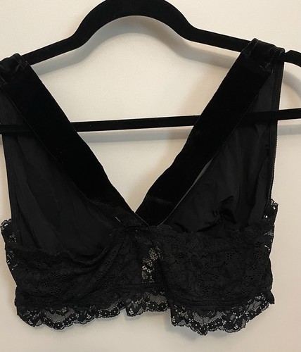 Auden schwarzer Samt und Spitze Plunge Pullover Bralette Gr. XL - Bild 5 von 9